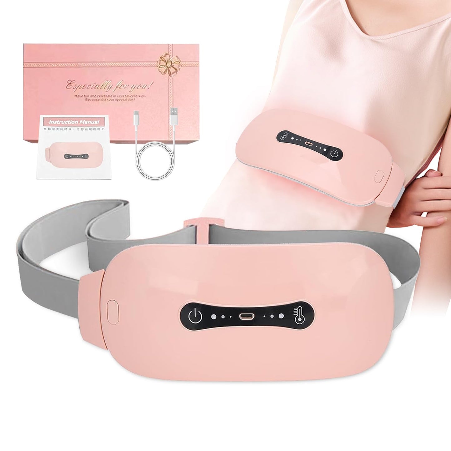 Electric Heating Pad for Period Pain Relief – Women’s Portable Heating Belt for Menstrual Cramps, Lower Abdominal Pain & Soothing Warm Therapy